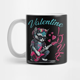 Valentine Love Guitaist Cat Mug